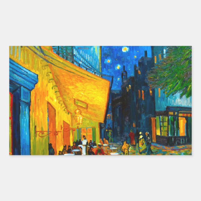 Sticker Rectangulaire Café Van Gogh Terrasse en soirée (Devant)