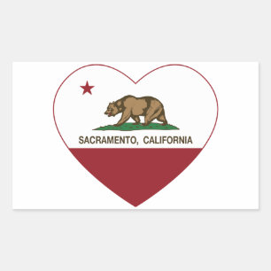 Sticker Rectangulaire californie drapeau sacramento coeur