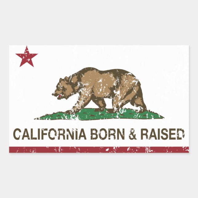 Sticker Rectangulaire Californie Né et élevé en état de détresse (Devant)