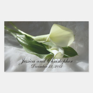 Sticker Rectangulaire Calla Lilies sur le Mariage de dentelle blanche