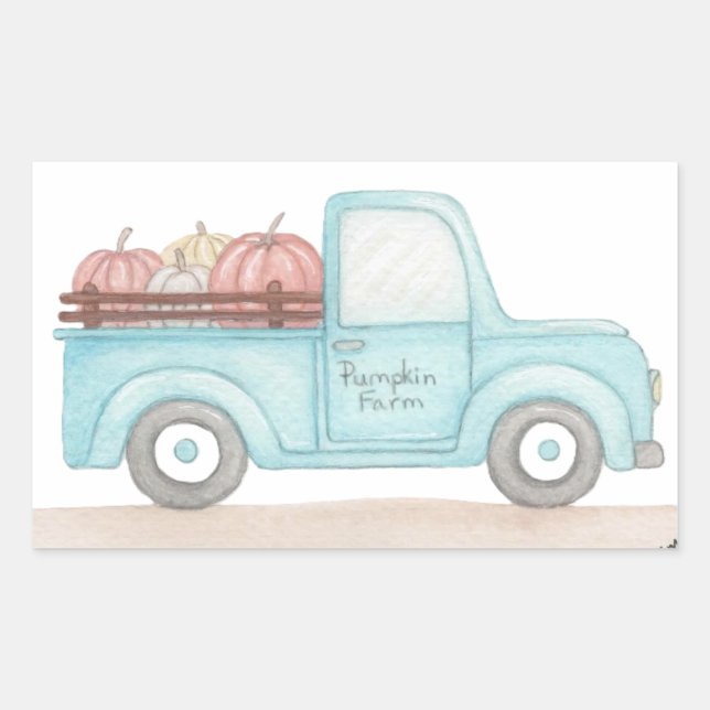 Sticker Rectangulaire Camion Citrouille Automne (Devant)