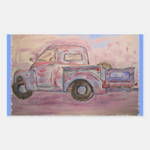 Sticker Rectangulaire camion de patine bleue antique