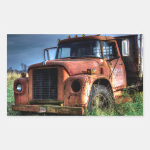 Sticker Rectangulaire Camion de ramassage international Antique Red