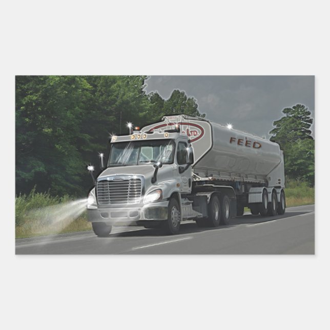 Sticker Rectangulaire Camion gris de réservoir d'alimentation de bétail (Devant)
