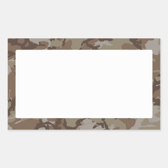 Sticker Rectangulaire Camouflage du désert des bois (avec blanc) (Devant)
