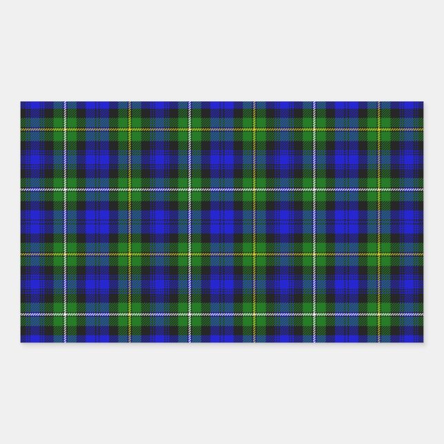 Sticker Rectangulaire Campbell tartan bleu vert plaid (Devant)