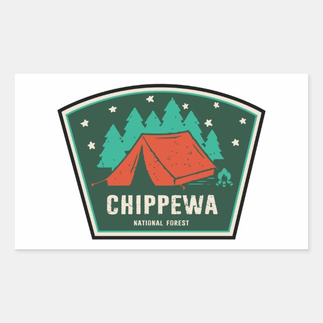 Sticker Rectangulaire Camping forestier national de Chippewa (Devant)