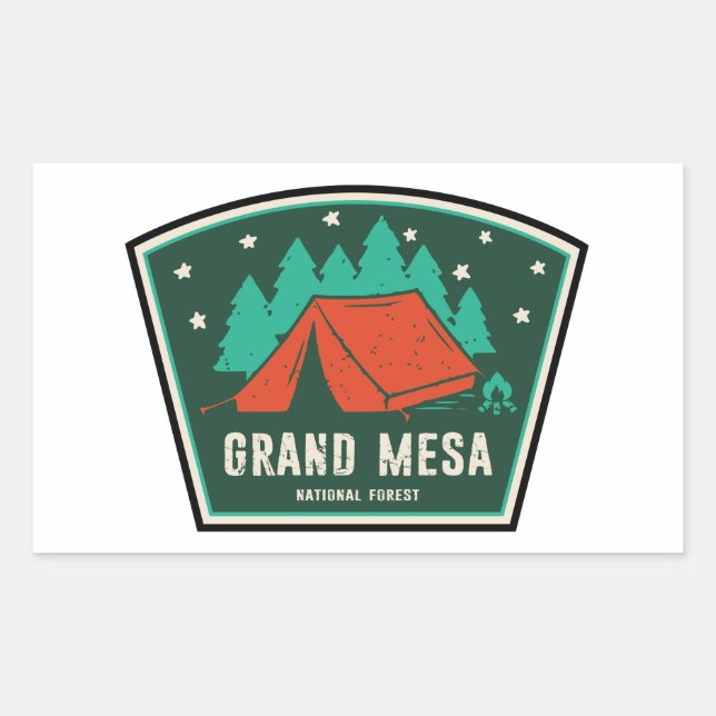 Sticker Rectangulaire Camping forestier national de Grand Mesa (Devant)