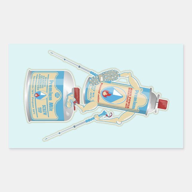 Sticker Rectangulaire Camping gaz caniseurs drôle randonnée (Devant)