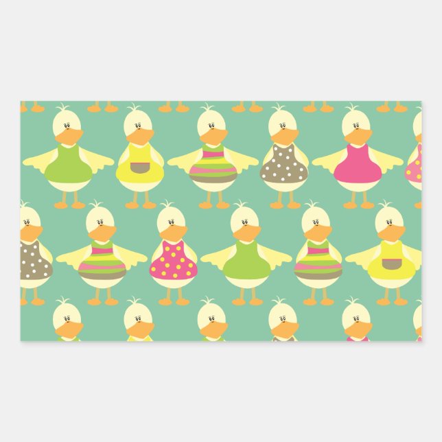 Sticker Rectangulaire canards d'été mignons (Devant)