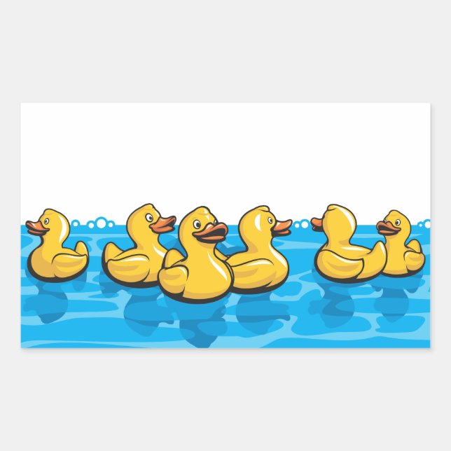 Sticker Rectangulaire Canards en caoutchouc dans le bain (Devant)