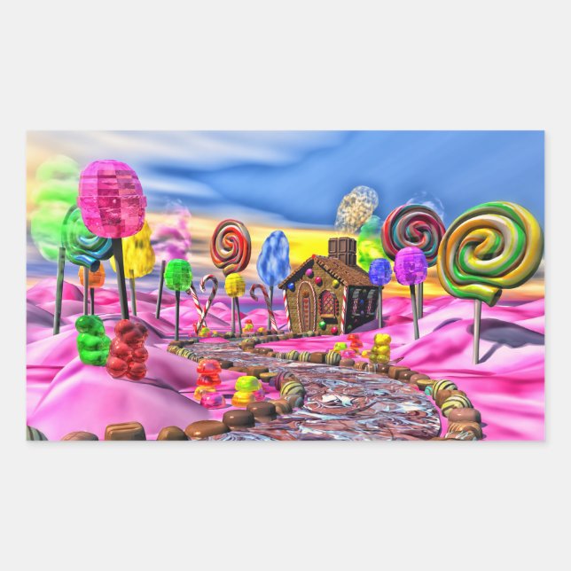Sticker Rectangulaire Candyland rose (Devant)
