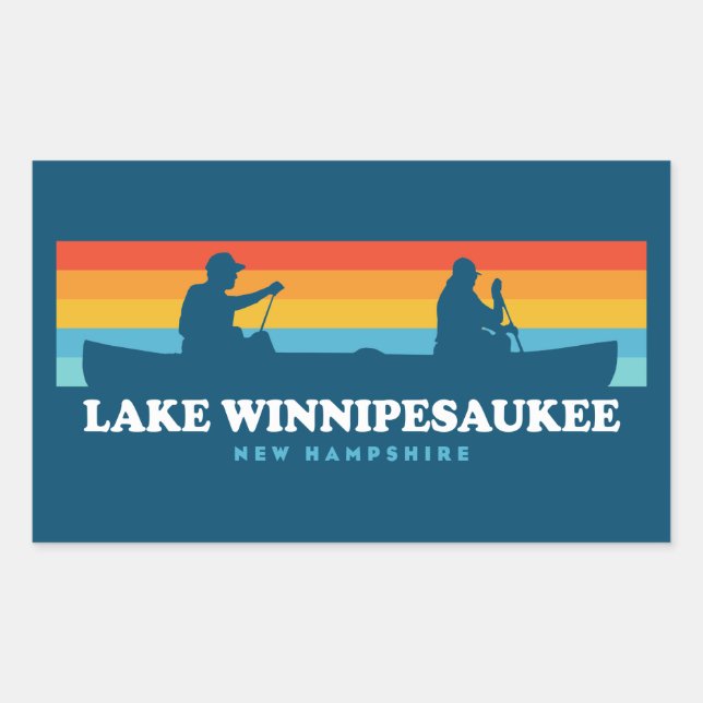 Sticker Rectangulaire Canoë du lac Winnipesaukee New Hampshire (Devant)