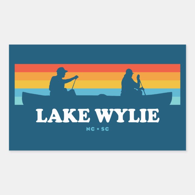 Sticker Rectangulaire Canoë du lac Wylie Caroline du Nord (Devant)