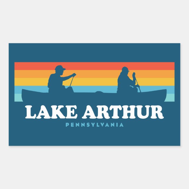Sticker Rectangulaire Canot du lac Arthur Pennsylvanie (Devant)
