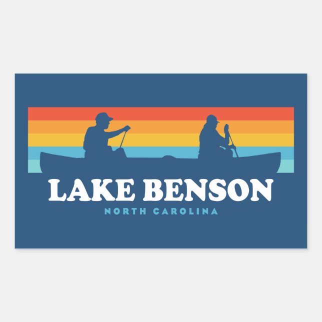 Sticker Rectangulaire Canot du lac Benson Caroline du Nord (Devant)