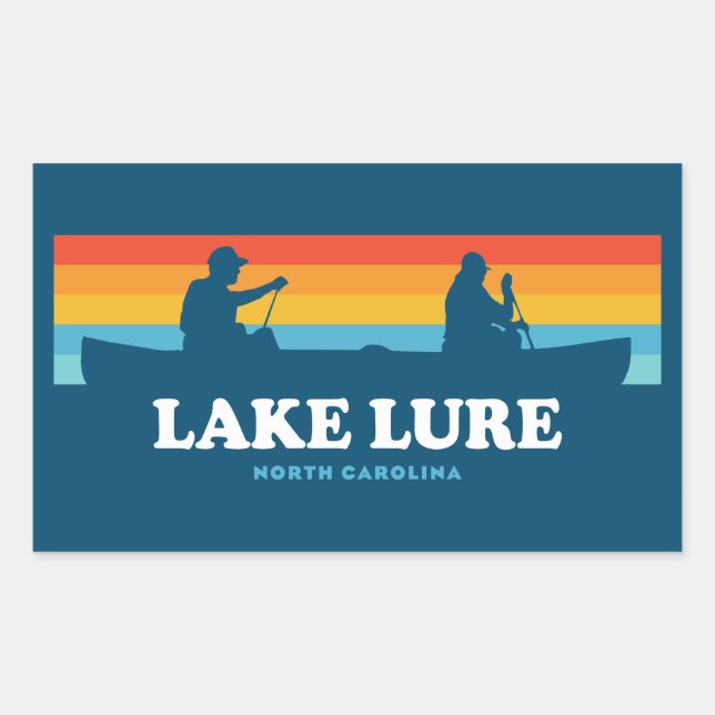 Sticker Rectangulaire Canot du lac Lure Caroline du Nord (Devant)
