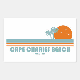 Sticker Rectangulaire Cape Charles Beach Virginia Sun Palm Trees