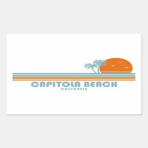 Sticker Rectangulaire Capitola Beach Californie Sun Palm Trees