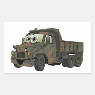 Sticker Rectangulaire Caricature de camion de vidange militaire