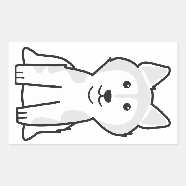 Sticker Rectangulaire Caricature de chien malamué de l'Alaska (Devant)