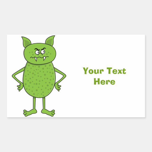 Sticker Rectangulaire Caricature de gobelin vert mignon (Devant)