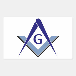 Sticker Rectangulaire Carré et Compas bleu moderne