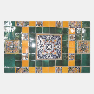 Sticker Rectangulaire Carrelage mexicain vert Talavera