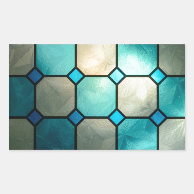 Sticker Rectangulaire carrés en vitrail (Devant)