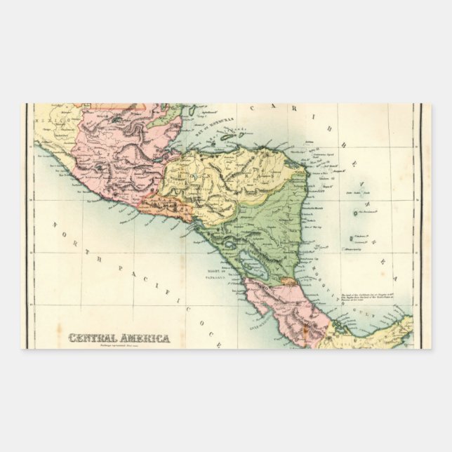Sticker Rectangulaire Carte antique de l'Amérique centrale (Devant)