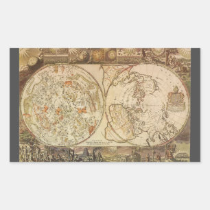 Sticker Rectangulaire Carte céleste du planisphère vintage par Joseph Mo