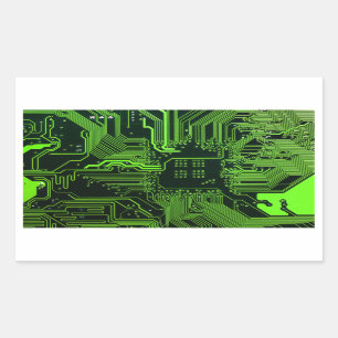 Sticker Rectangulaire Carte cool de circuit informatique verte