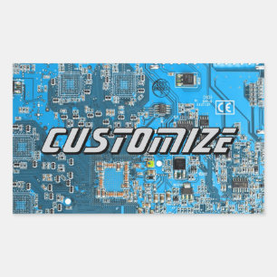 Sticker Rectangulaire Carte de circuit imprimé personnalisée en bleu pou
