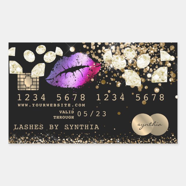 Sticker Rectangulaire Carte de débit de crédit Parties scintillant styli (Devant)