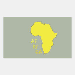 Sticker Rectangulaire Carte de l'Afrique Jaune Funky