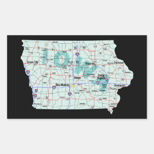 Sticker Rectangulaire Carte de l'État international de l'Iowa