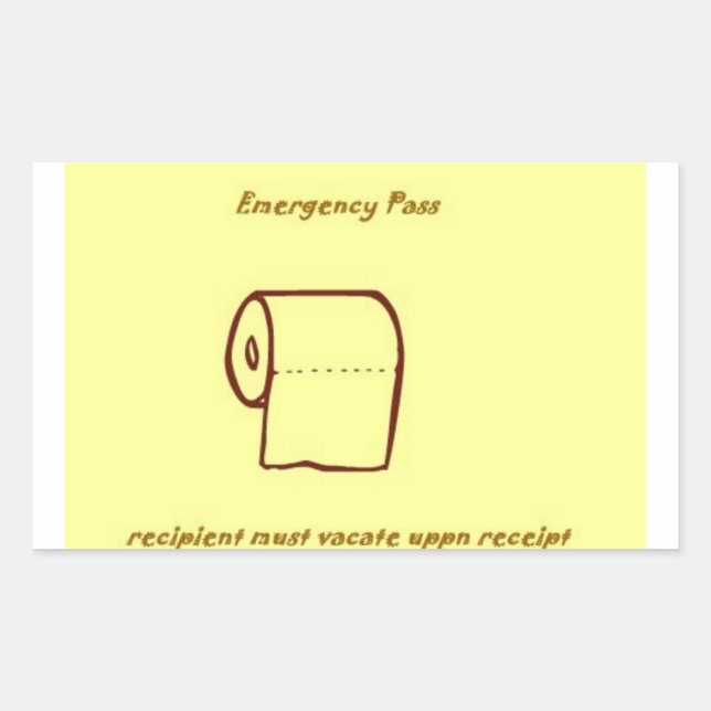 Sticker Rectangulaire Carte de salle de bain d'urgence cadeau bâillon (Devant)