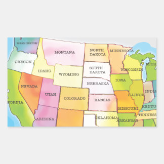 Sticker Rectangulaire Carte des États des États-Unis