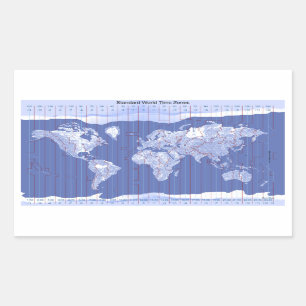 Sticker Rectangulaire Carte des fuseaux horaires mondiaux