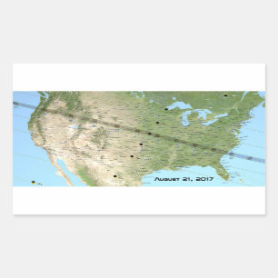 Sticker Rectangulaire Carte du chemin d'Eclipse solaire 2017