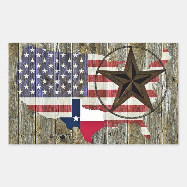 Sticker Rectangulaire Carte du drapeau de l'État de Texas Lone Star (Devant)
