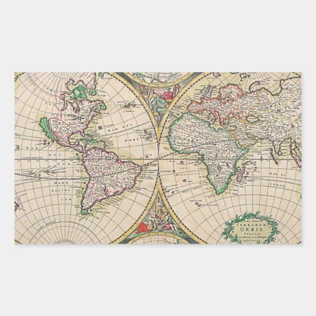 Sticker Rectangulaire Carte du monde antique (Devant)