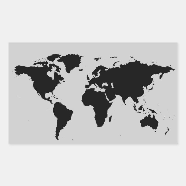 Sticker Rectangulaire carte graphique noire du monde (Devant)