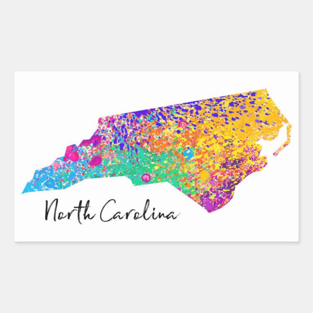 Sticker Rectangulaire Carte moderne de Caroline du Nord (Devant)