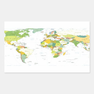 Sticker Rectangulaire Carte mondiale Globe Pays Atlas