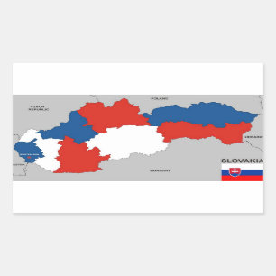Sticker Rectangulaire carte politique du pays slovaquie
