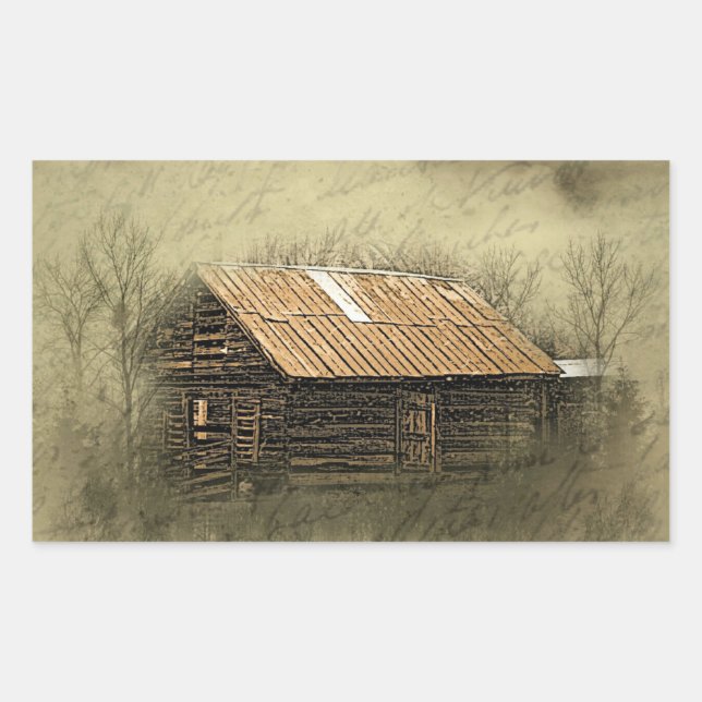 Sticker Rectangulaire Carte postale Patinée Russe Cabine (Devant)