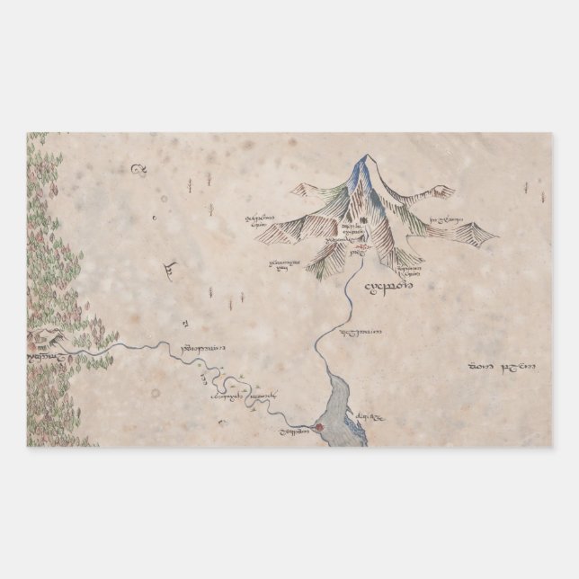 Sticker Rectangulaire Carte Sindarin de la Lonely Mountain (Devant)