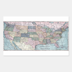 Sticker Rectangulaire Carte vintage USA