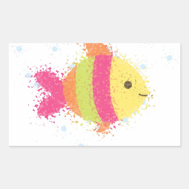 Sticker Rectangulaire Carton de poisson mignon (Devant)
